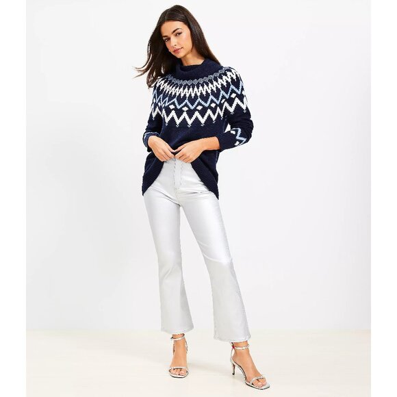 LOFT High Rise Kick Crop Jeans in Silver Metallic - Picture 1 of 14